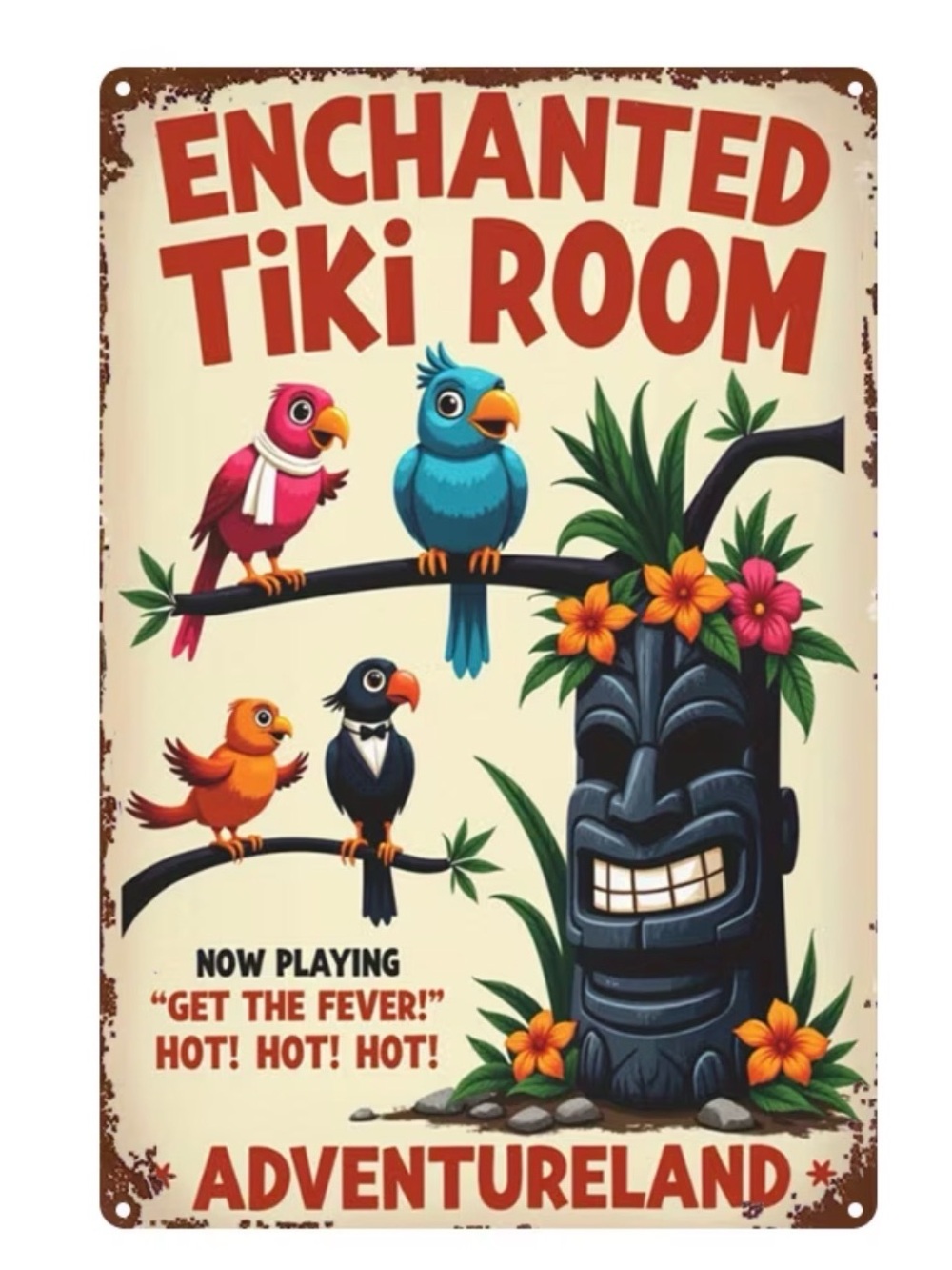 NWT-Enchanted Tiki Room 8”x12” Vintage Look Metal Sign